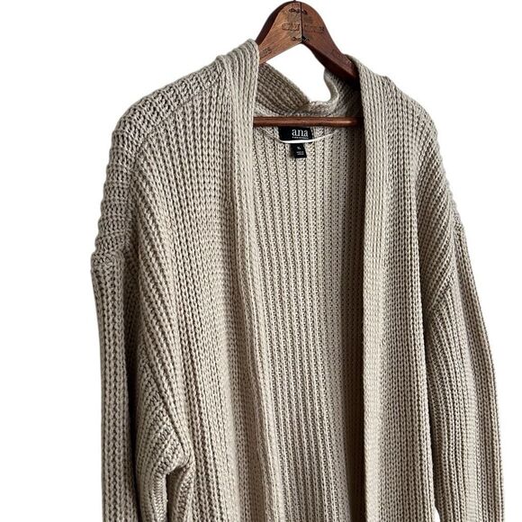 a.n.a A New Approach Open Front Ribbed Knit Cotton Cardigan Sweater Cream XL - Picture 4 of 8